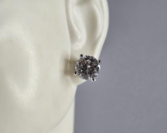 Pr Womens Vintage Estate Sterling Silver CZ Stud Earrings 3.3g #E6687