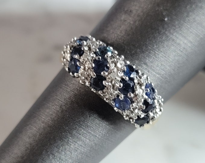 Womens Vintage Estate 14K Gold Sapphire & Diamond Ring, 3.1g E4902