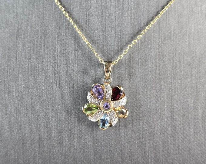 Womens Sterling Silver Gold Tone Modernist Pendant Necklace 6.3g E3761
