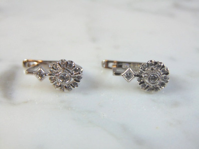 Womens Vintage Estate Sterling Silver CZ Earrings 2.6g E1845