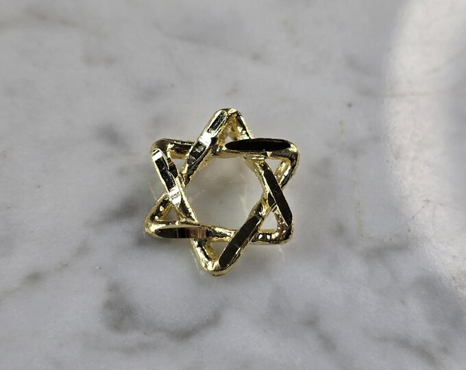 Sterling Silver Gold Tone Star of David Modernist Pendant 2.4g E7173