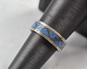 Womens Vintage Estate Sterling Silver Lapis Lazuli Stone Ring 2.9g E3744