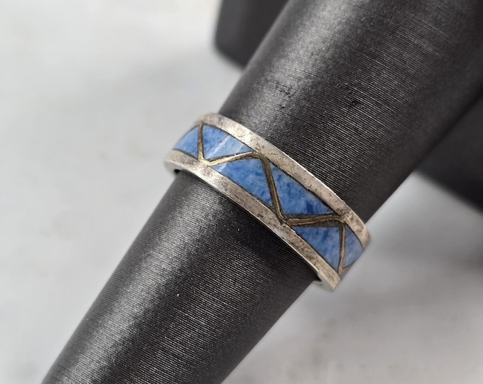 Womens Vintage Estate Sterling Silver Lapis Lazuli Stone Ring 2.9g E3744