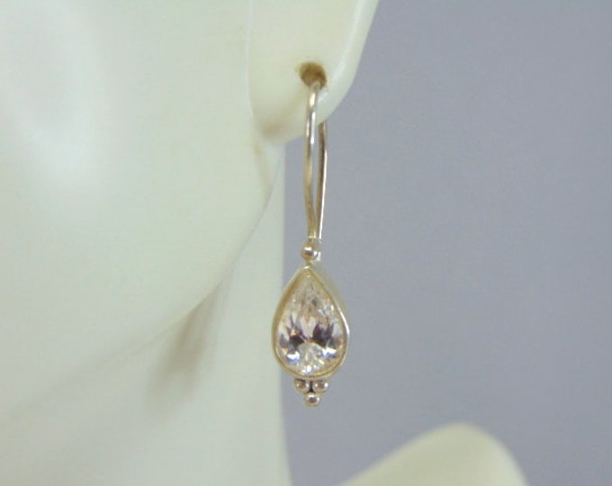 Womens Vintage Estate Sterling Silver CZ Earrings 3.6g E2205