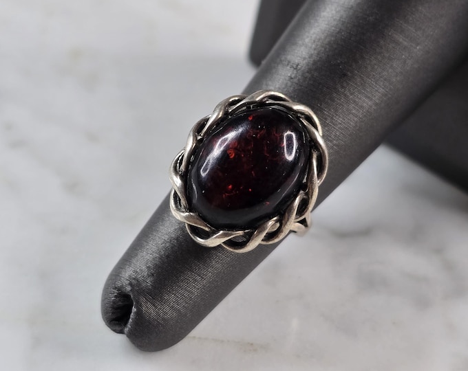Womens Vintage Estate Sterling Silver Modernist Citrine Ring 4.2g #E1681
