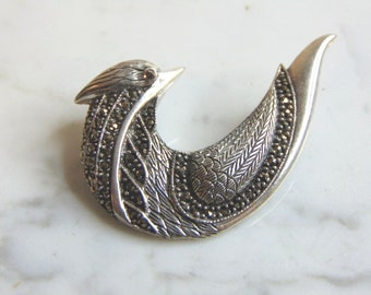 Womens Vintage Estate Sterling Silver Swallow Bird Brooch 15.4g E1525