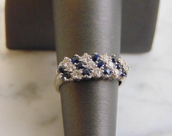 Women's Vintage Estate 18K Gold Diamond Sapphire Ring 3.7g E2546