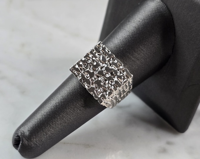 Mens Vintage Estate Sterling Silver Nugget Style Ring 5.3g E1670