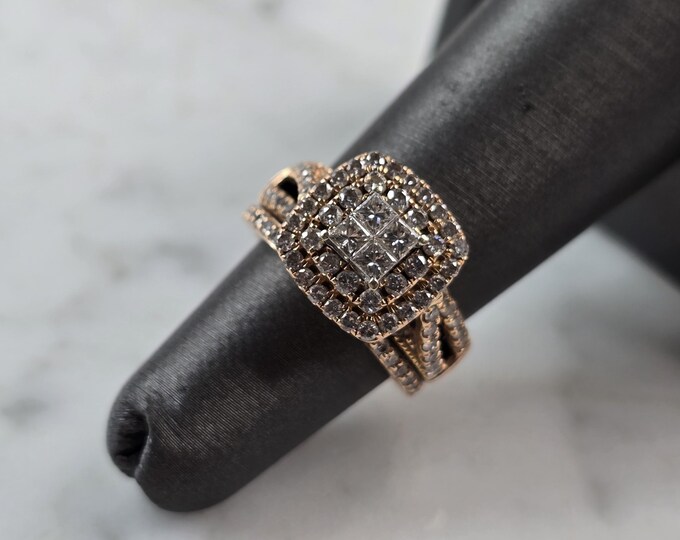Exquisite Womens Vintage Estate 14K Rose Gold Diamond Ring 6.9g E6549