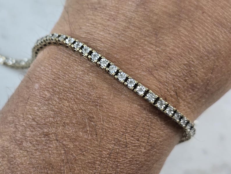 Damen Vintage Gut 10k Gold Diamant Tennis Armband 11.6g E980 Bild 4