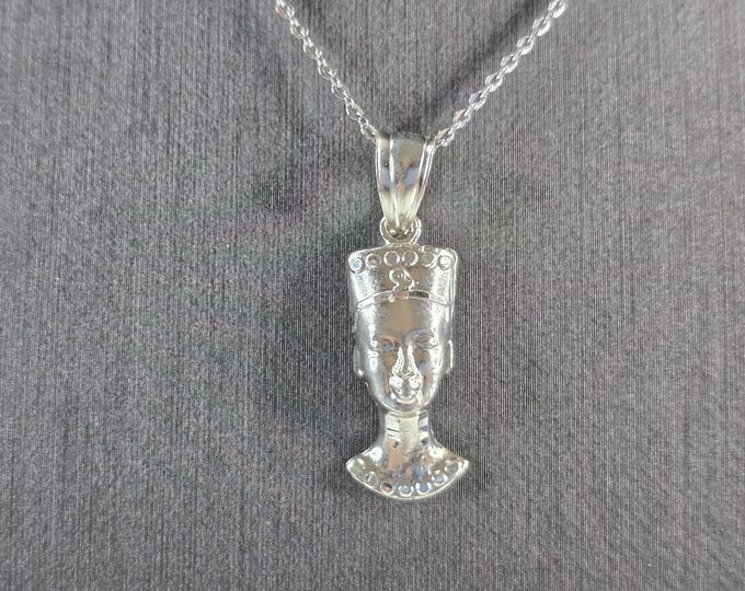 Womens Sterling Silver Queen Nefertiti Pendant Necklace 3.1g E4012