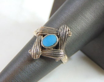 Womens Vintage Estate Sterling Silver Modernist Ring 4.5g, E1177