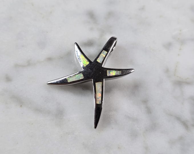 Womens Sterling Silver Starfish Opal Pendant 2.7g E5803