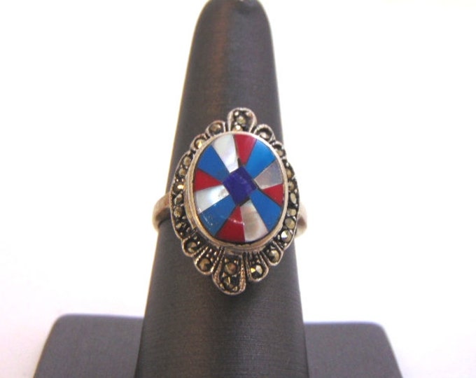 Womens Vintage Estate Sterling Silver Southwestern, Native American Zuni Ring 5.2g E1565
