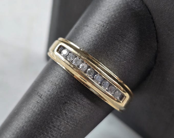 Mens Vintage Estate 10k Yellow Gold Diamond Ring 3.8g #E4269