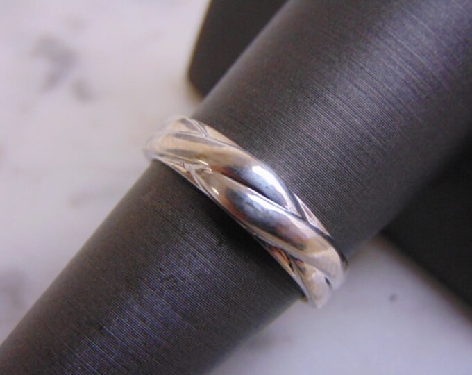 Womens Vintage Estate 14K White Gold Wedding Band Ring 3.7g E1034