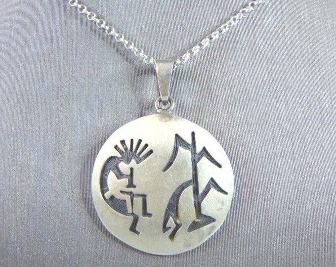 Vintage Estate Sterling Silver Necklace W/ Southwestern Kokopelli Pendant 19.0g E871