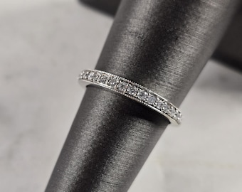 Womens Vintage Estate 10K White Gold Diamond Ring, 1.6g E4380