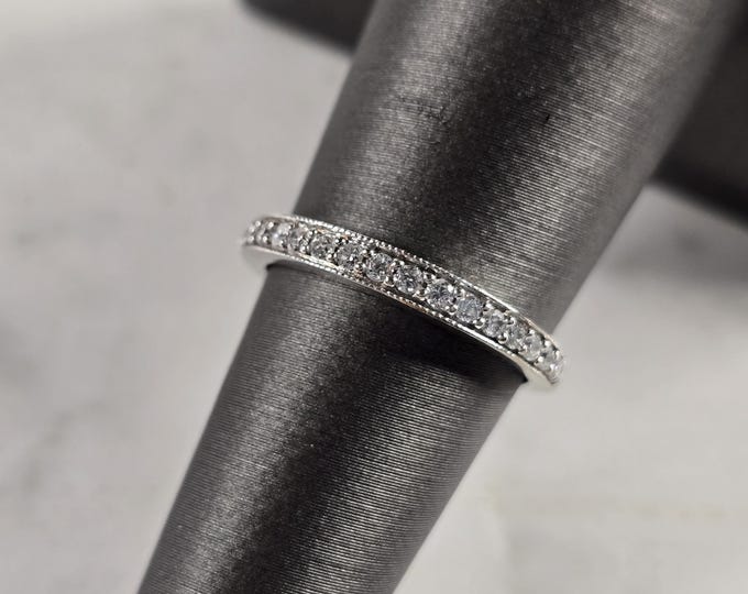Womens Vintage Estate 10K White Gold Diamond Ring, 1.6g E4380