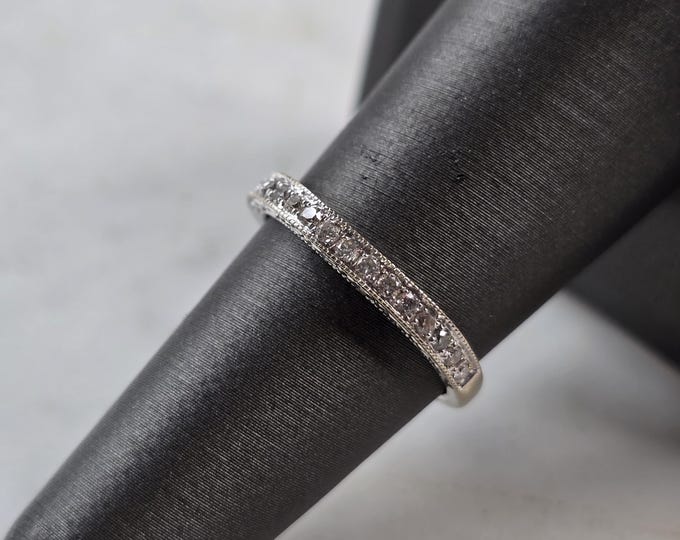Womens Vintage Estate 14k White Gold Diamond Ring 2.5g E5153