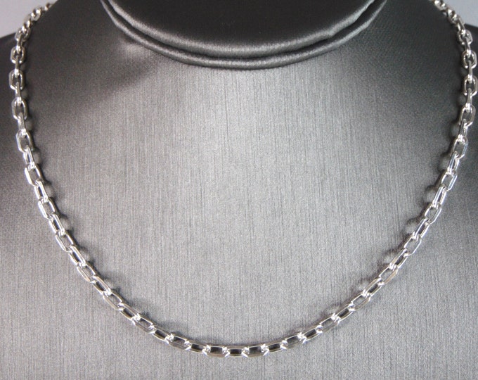 Mens Vintage Estate Sterling Silver Chain Link Necklace 19.3g E5549