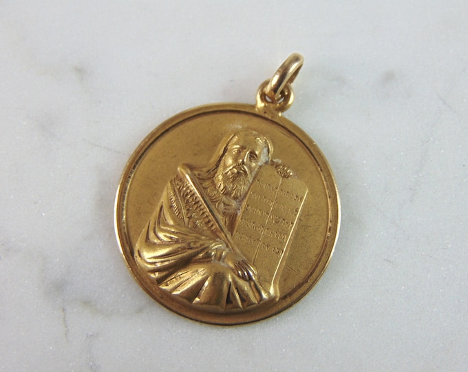 Vintage Estate 14K Yellow Gold Religious Moses Pendant 3.2g E2394