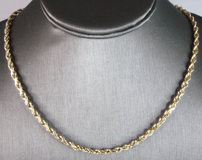 Lovely Vintage Estate 10K Yellow Gold Rope Chain Necklace 22.5g E2629