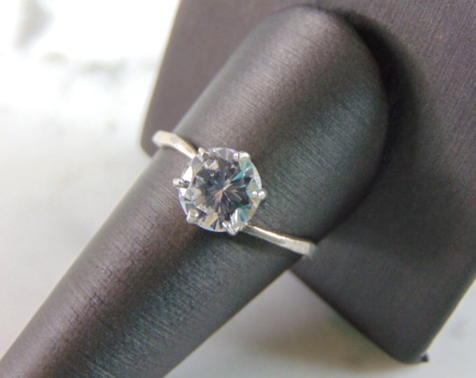 Womens Vintage Estate Sterling Silver CZ Ring 2.7g E2247