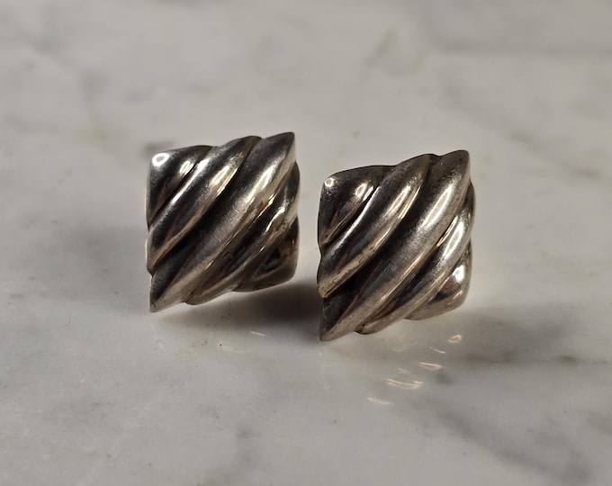 Womens Vintage Estate Sterling Silver Modernist Earrings 5.0g E4709