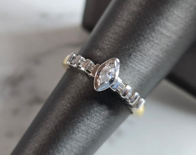 Womens Vintage Estate 14K Yellow Gold Diamond Ring 3.2g E7378