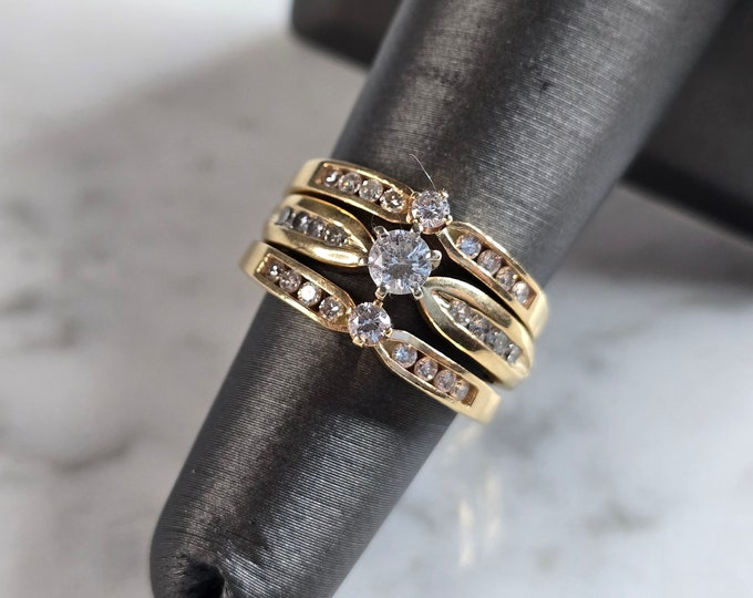 Womens Vintage Estate 14K Gold Diamond Ring Set 7.7g  #E5357