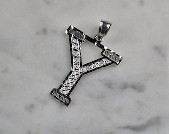 Womens Sterling Silver Initial Letter " Y " Pendant 1.0g E7758