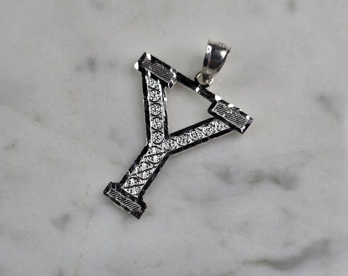 Womens Sterling Silver Initial Letter " Y " Pendant 1.0g E7758