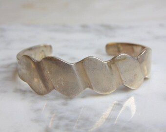 Womens Vintage Estate Sterling Silver Modernist Cuff Bracelet 30.6g E4866