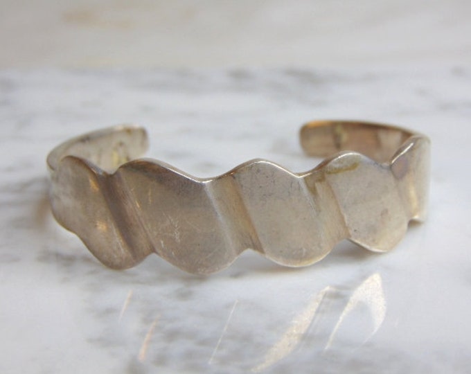 Womens Vintage Estate Sterling Silver Modernist Cuff Bracelet 30.6g E4866