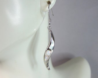 Womens Estate Sterling Silver Modernist Opal Earrings 4.2g E823