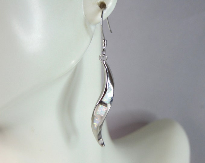 Womens Estate Sterling Silver Modernist Opal Earrings 4.2g E823