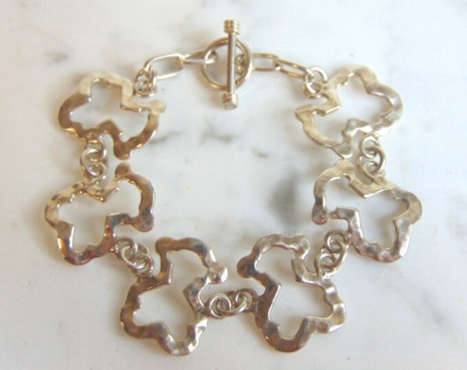 Womens Vintage Estate Sterling Silver Modernist Bracelet 17g E5781