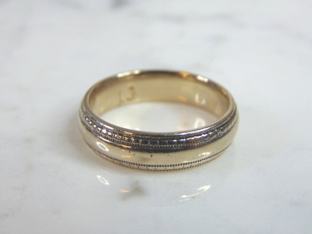 Mens Vintage Estate 14k White Gold Wedding Band Ring 8.8g E853 - Etsy