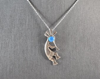 Vintage Estate Sterling Silver Southwestern Kokopelli Pendant Necklace 3.9g E690
