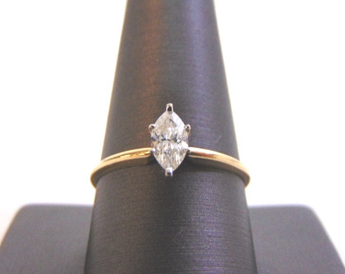 Womens Vintage Estate 14K Gold Marquise .60ct Diamond Engagement Ring  1.9g E3807