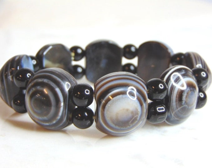 Womens Vintage Estate Agate Bracelet 65.3g E5930