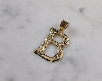 Damen Sterling Silber Goldton Anfangsbuchstabe B Anhänger 2.3g E7000