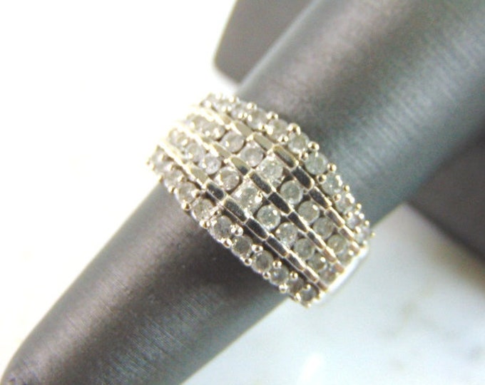 Womens Vintage Estate 10k White Gold Diamond Ring 5.0g E4201