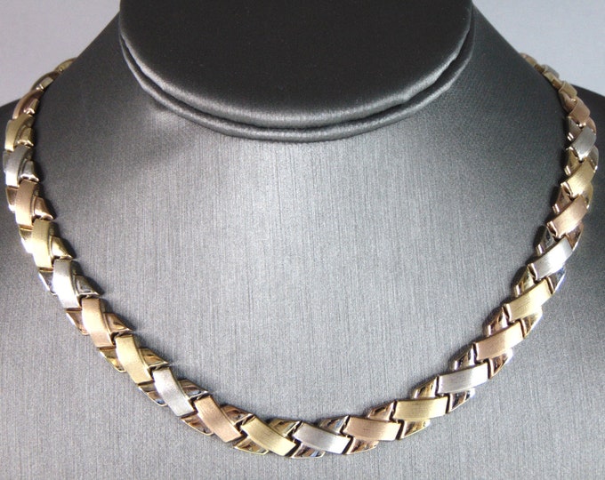 Womens Vintage Estate 14K Gold Modernist Necklace 22.5g E3107