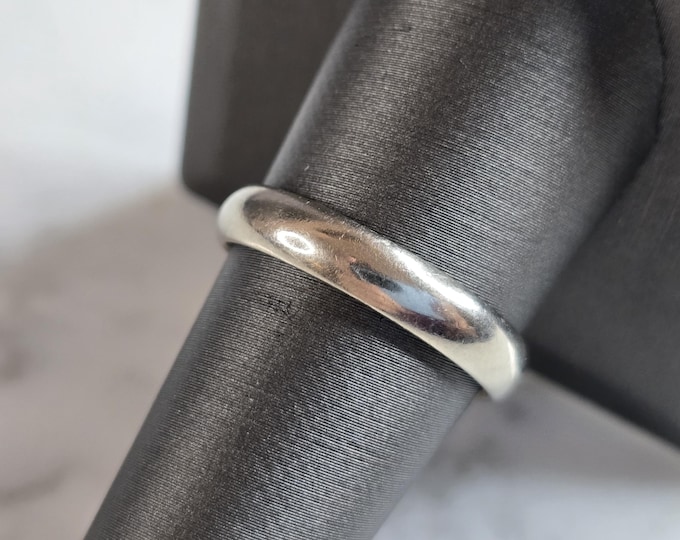 Mens Vintage Estate 10K White Gold FG Band Wedding Ring 4.0g E7412