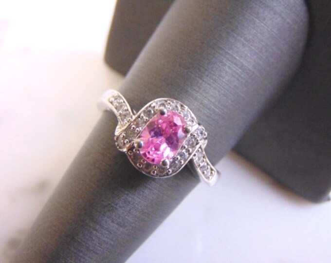 Womens Vintage Estate Sterling Silver Rose Quartz Ring 3.2g E4499