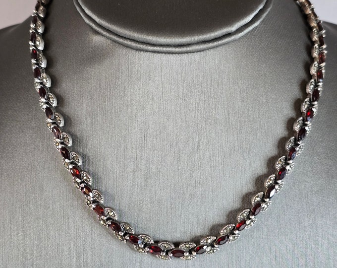Womens Vintage Estate Sterling Silver Modernist Necklace 41.6g E7683