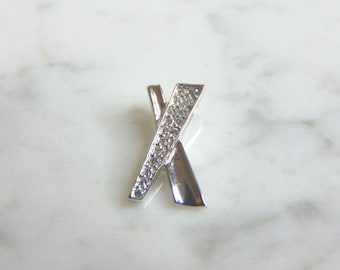 Womens Vintage Estate Sterling Silver CZ Pendant 0.8g E5379