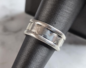 Womens Vintage Estate Sterling Silver Modernist Band Ring 4.9g E6479